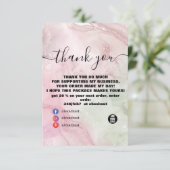 Carte de remerciements d'aquarelle rose moderne (Debout devant)