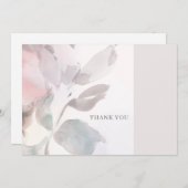 Carte de remerciements d'aquarelle rose poussiéreu (Devant / Derrière)