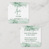 Carte de remerciements d'aquarelle verte (Devant / Derrière)
