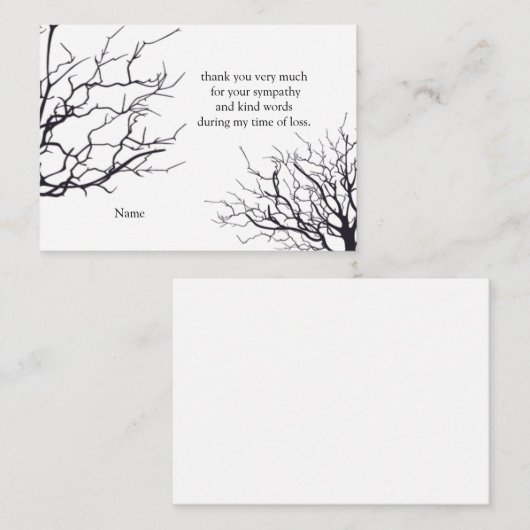 Carte de remerciements d'arbre d'automne (Devant / Derrière)