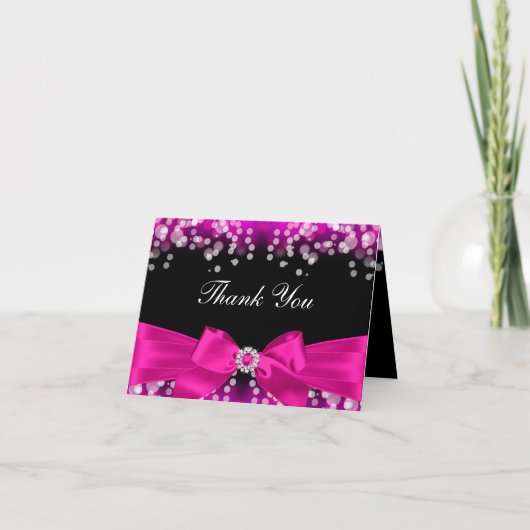 Carte de remerciements d'arc assez rose et (Devant)