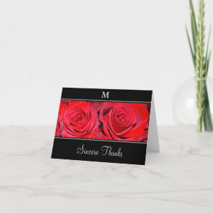Carte de remerciements d'argent de noir de rose