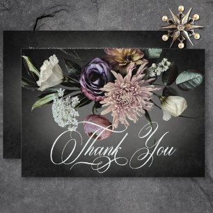 Carte De Remerciements Dark Gothic Mystérieux Muted Floral Blur Mariage