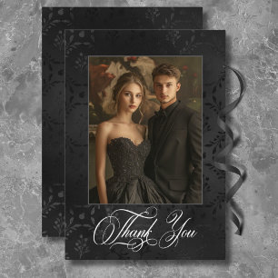 Carte De Remerciements Dark Gothique Noir Floral Satin Damask Brown
