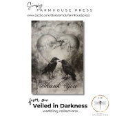 Carte De Remerciements Dark Gothique Noir & Tan Raven Mariage de script