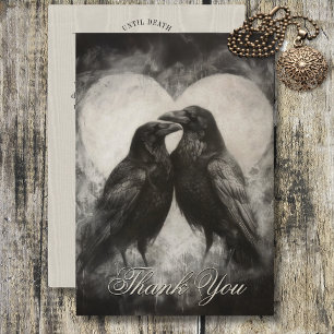 Carte De Remerciements Dark Gothique Noir & Tan Raven Mariage de script