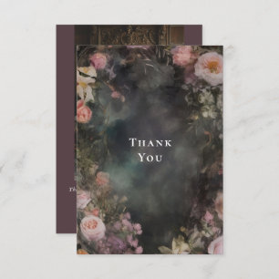 Carte De Remerciements Dark Moody Romantic Floral Mariage Photo