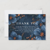 Carte De Remerciements Dark Navy Botanical Romance (Devant)