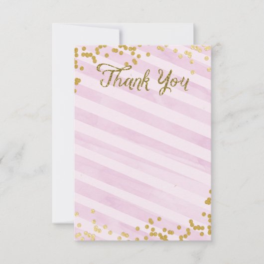 Carte de remerciements d'arrosage métallique rose  (Devant)