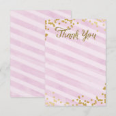 Carte de remerciements d'arrosage métallique rose  (Devant / Derrière)