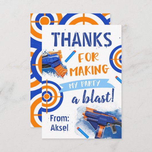 Carte de remerciements Dart | Anniversaire de Dart (Devant / Derrière)