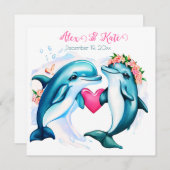 Carte De Remerciements Dauphins mignons (Devant / Derrière)