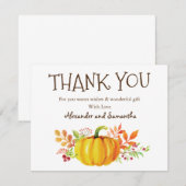 Carte de remerciements d'automne Citrouille aquare (Devant / Derrière)