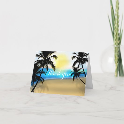 Carte De Remerciements Daytime Beach & Palm Trees Tropical Thank You Card (Devant)
