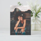 CARTE DE REMERCIEMENTS DC BLANC & OR ROSE NOIR FOGRA AGATE MONOGRAMME (Debout devant)