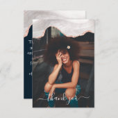 CARTE DE REMERCIEMENTS DC BLANC & OR ROSE NOIR FOGRA AGATE MONOGRAMME (Devant / Derrière)