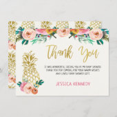 Carte de remerciements de Baby shower à ananas (Devant / Derrière)