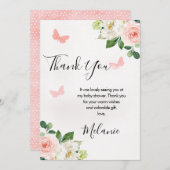 Carte de remerciements de Baby shower à papillon f (Devant / Derrière)
