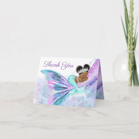 Carte de remerciements de Baby shower Afro Mermaid (Devant)