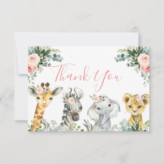 Carte de remerciements de Baby shower animal pour  (Devant)