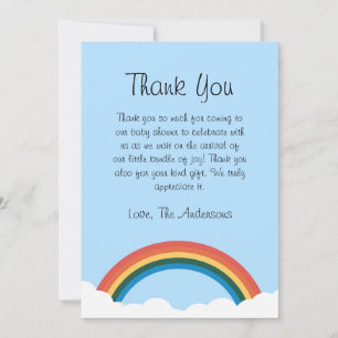Carte de remerciements De Baby shower Arc-En-Ciel 