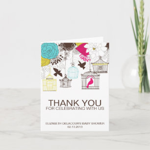 Carte de remerciements de Baby shower aux oiseaux 