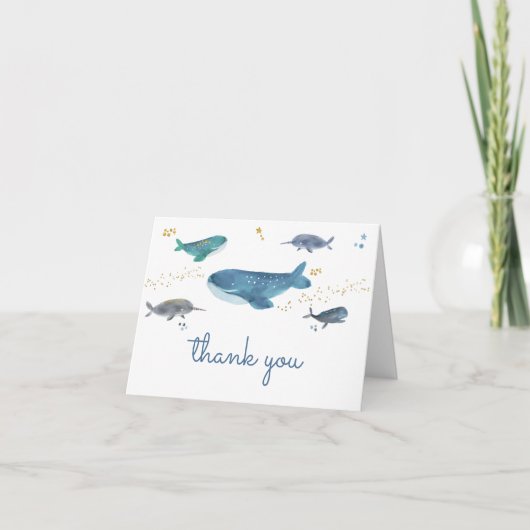 Carte de remerciements de Baby shower baleine d'oc (Devant)
