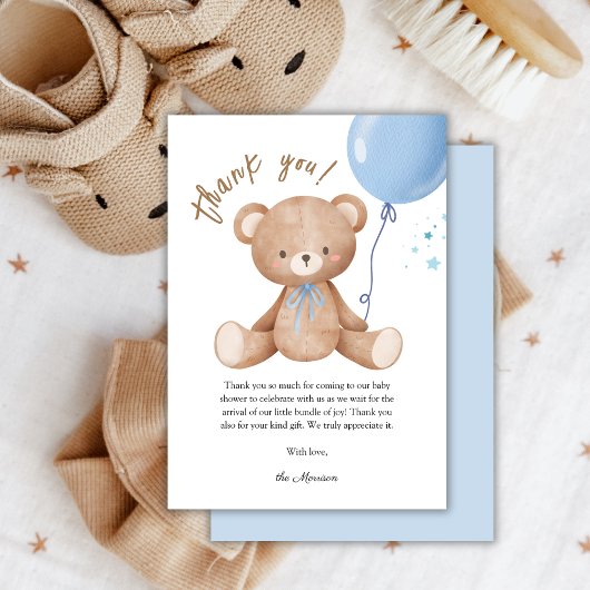 Carte de remerciements de Baby shower Baudrier ble
