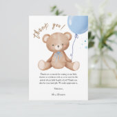 Carte de remerciements de Baby shower Baudrier ble (Debout devant)
