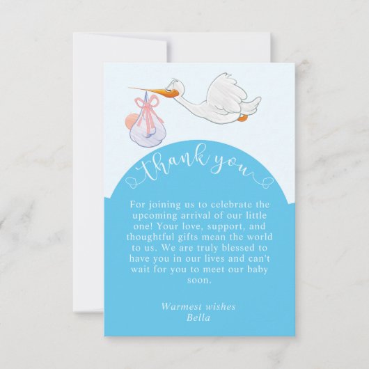 Carte de remerciements de Baby shower bleu (Devant)