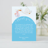 Carte de remerciements de Baby shower bleu (Debout devant)