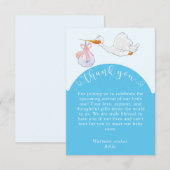 Carte de remerciements de Baby shower bleu (Devant / Derrière)