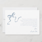 Carte de remerciements de Baby shower bleu blanc (Dos)