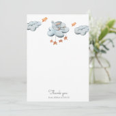 Carte de remerciements de Baby shower bleu Bunny (Debout devant)