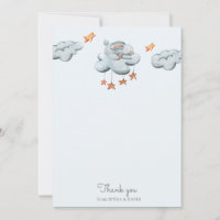 Carte de remerciements de Baby shower bleu Bunny