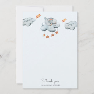 Carte de remerciements de Baby shower bleu Bunny