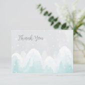 Carte de remerciements de Baby shower bleu clair à (Debout devant)