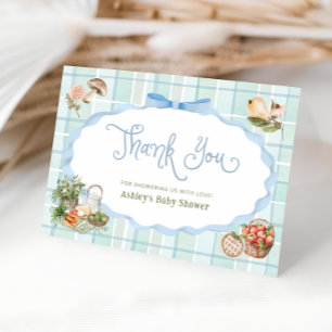 Carte de remerciements de Baby shower bleu du marc