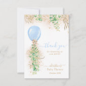 Carte de remerciements de Baby shower bleu Eucalyp (Devant)