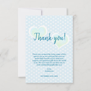 Carte de remerciements de Baby shower bleu Little