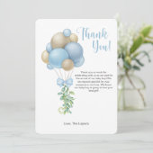 Carte de remerciements de Baby shower bleu minimal (Debout devant)