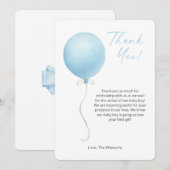 Carte de remerciements de Baby shower bleu moderne (Devant / Derrière)