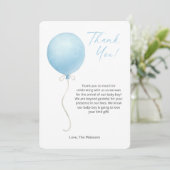 Carte de remerciements de Baby shower bleu moderne (Debout devant)