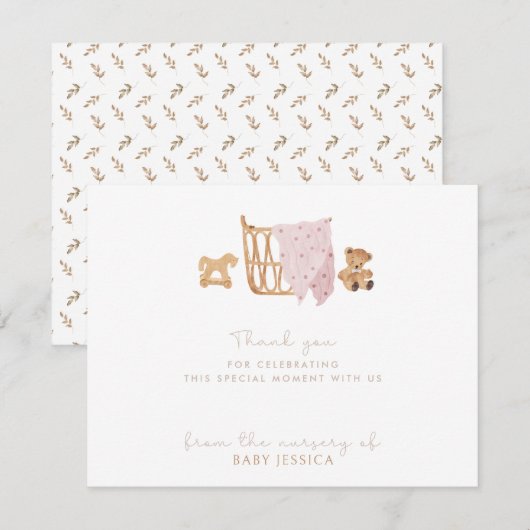 Carte de remerciements de Baby shower Boho - bébé (Devant / Derrière)