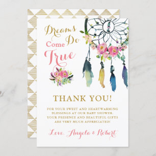 Carte de remerciements de Baby shower Boho Dream C