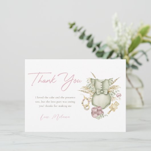 Carte de remerciements de Baby shower Boho fille r (Debout devant)