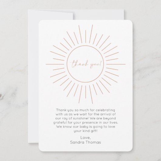Carte de remerciements de Baby shower Boho Sunshin (Devant)