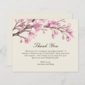 Carte de remerciements de Baby shower Budget Fille (Devant / Derrière)