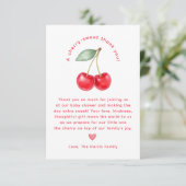 Carte de remerciements de Baby shower Cherry Sweet (Debout devant)