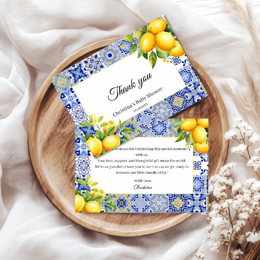 Carte de remerciements de Baby shower citron en ca